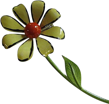 1960s Flower Power Yellow Orange Enamel Vintage Brooch - Impatiens (453x453)
