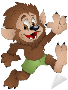 Vector Illustration Sticker • Pixers® • We Live To - Hombre Lobo Dibujo Animado (400x400)