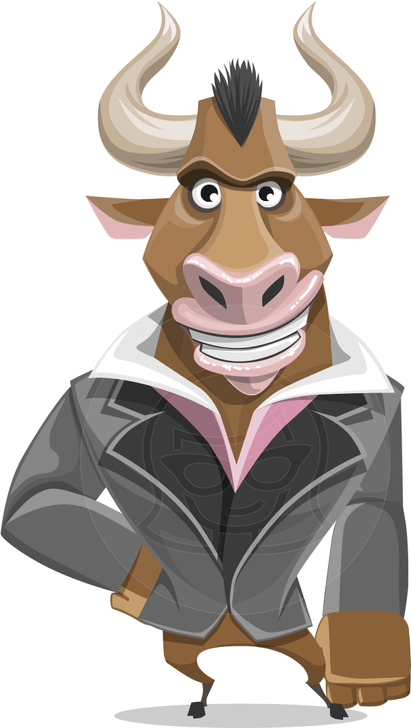Powerful Bull Cartoon Vector Illustration - Adobe Character Animator (866x1060)