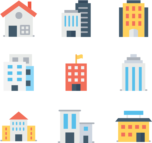 Building 16 Icons - Building Flat Png (600x564)