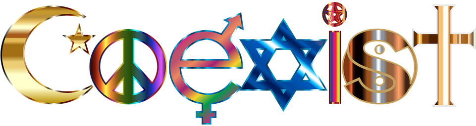 Areas With A Bumper Sticker That Includes A Star Of - Religion Coexist (960x480)