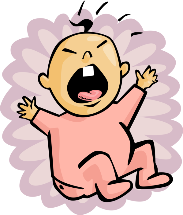 Vector Illustration Of Newborn Infant Baby Crying - Bebe Chorando Desenho Png (598x700)