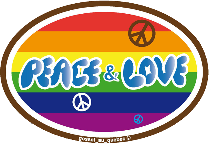 Peace And Love - Peace Love Over Rainbow Oval Small Bumper Sticker Decal (700x484)
