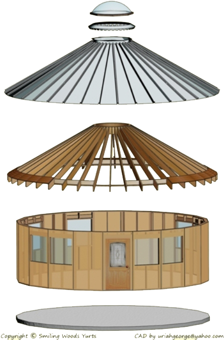 Cette Yourte Proposée Par Smiling Woods Yurts Est Fabriquée - Yurt Roof Construction (450x675)