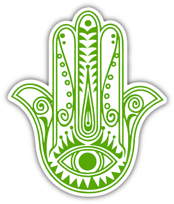 Hamsa Hand Green Bumper Sticker - Hamsa Eye (720x720)