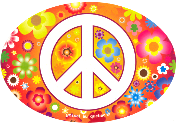 Peace Sign Over Hippie Flowers - Hippie Flowers (700x481)