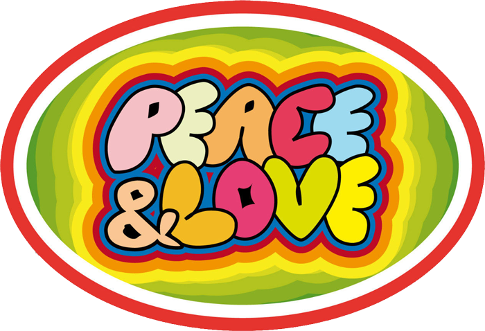 Peace And Love Oval - Stickers Peace And Love (700x478)