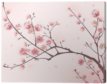 Oriental Style Painting, Cherry Blossom In Spring Canvas - Oriental Plum Blossom In Spring 009 Canvas Print - (400x400)