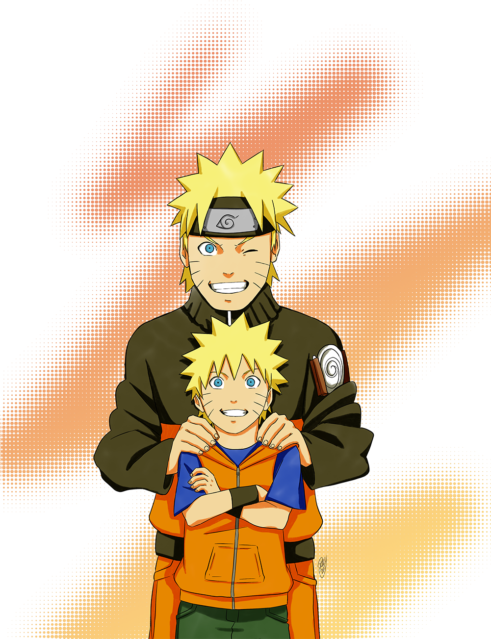 Naruto Clipart Happy Transparent - Kid Naruto And Naruto (1000x1332)