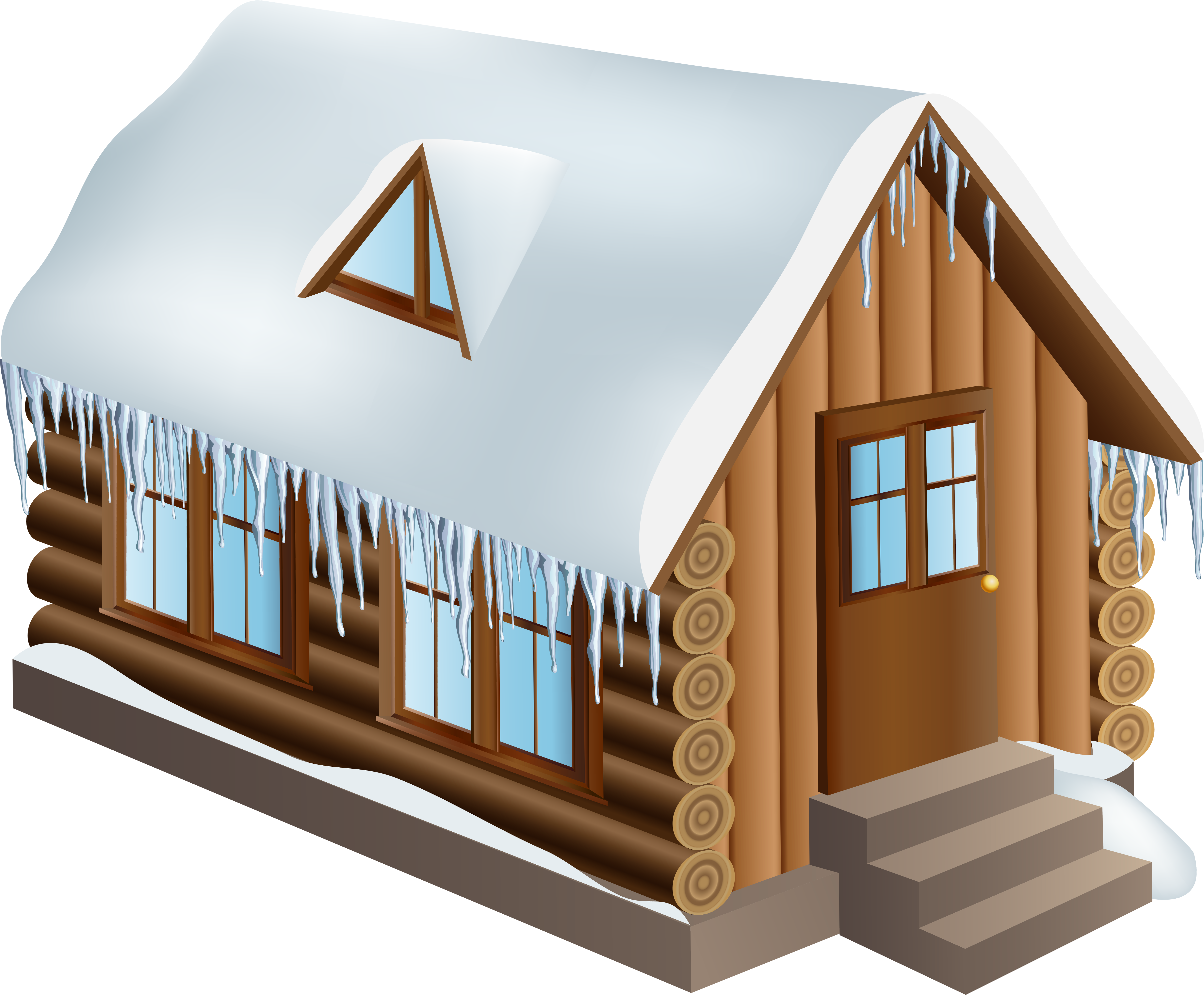 Cabin In Winter Clipart Png (6570x5324)