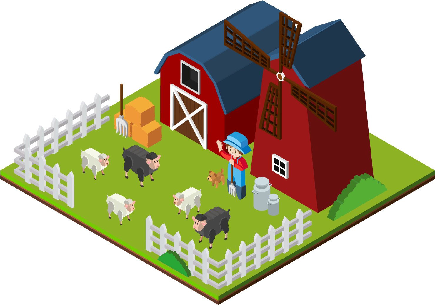 Farm 3d Computer Graphics Isometric Projection Illustration - 3d Computer Graphics (1500x1500)