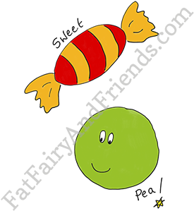 Veg Card Sweet Pea - Cartoon (350x350)