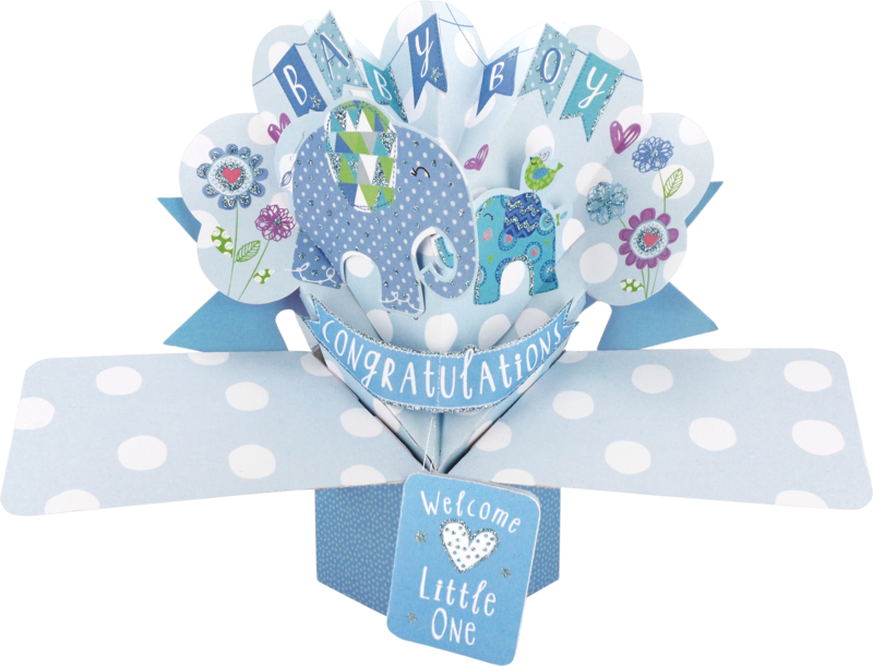 Second Nature Pop Ups - ‘baby Boy’ Pop Up Card (800x611)