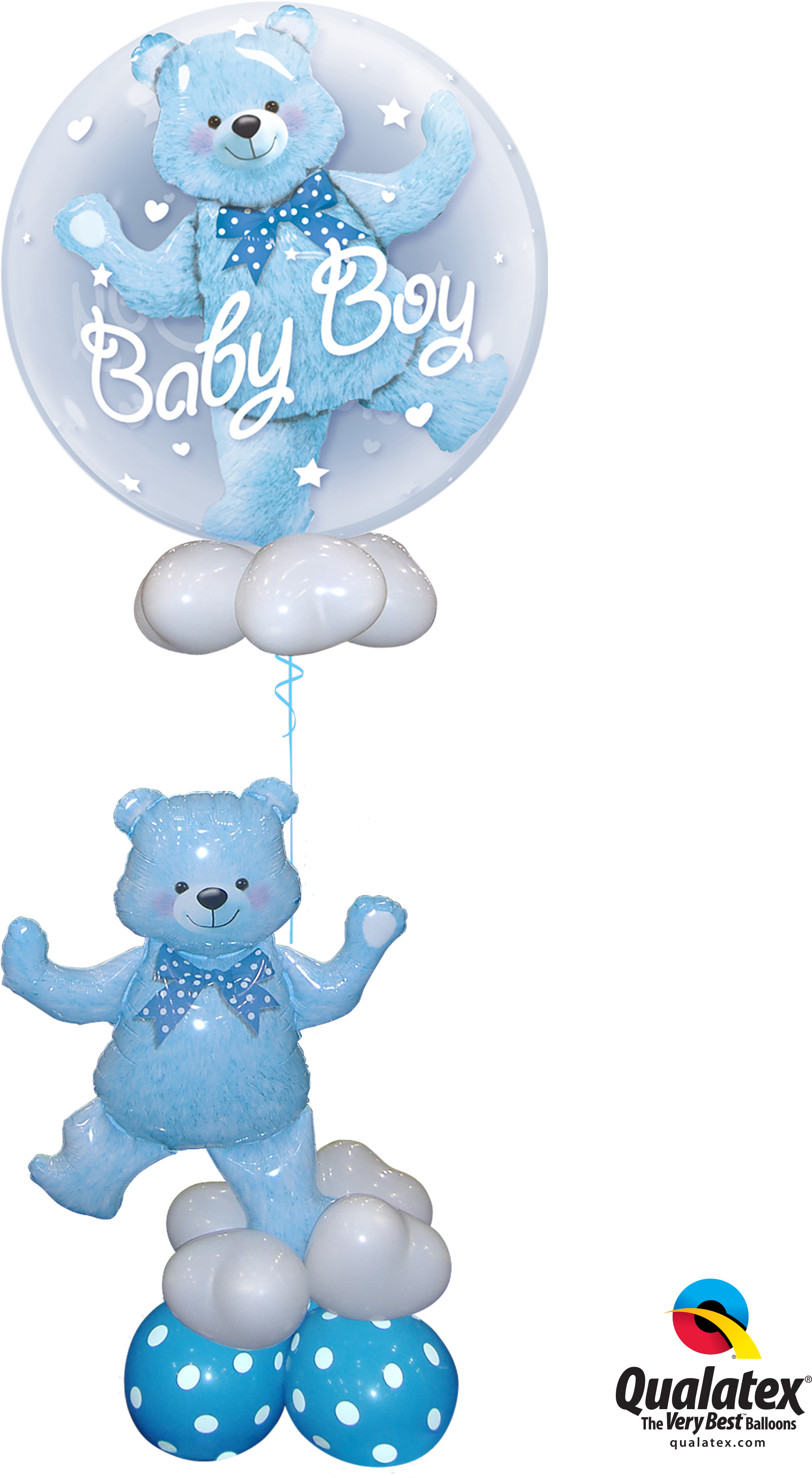 Baby Boy Blue Bear New Baby Balloon Bouquet - Blue Bear Double Bubble Balloon (3200x3200)