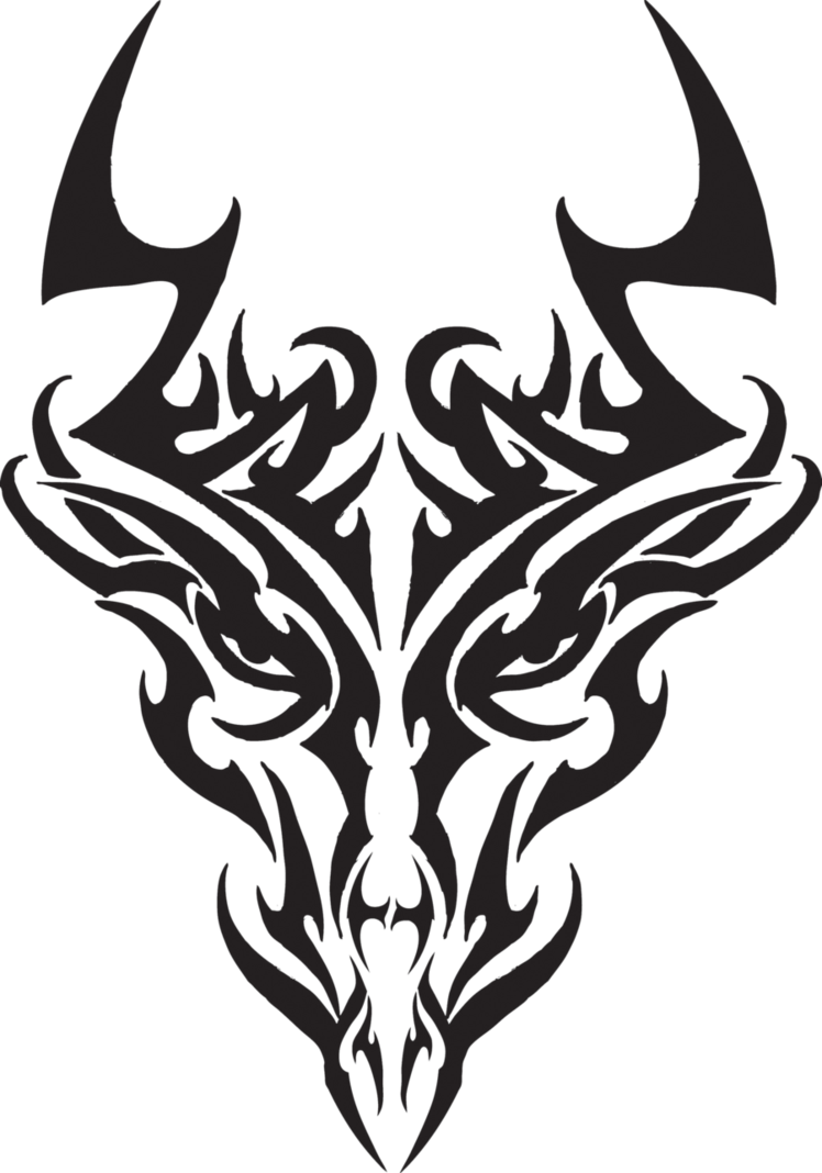 Tribal Dragon Head By Liren - Tribal Dragon Head Tattoos Designs (748x1068)