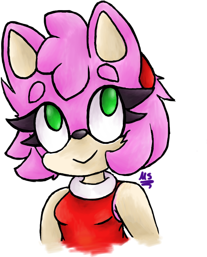 Amy Rose~digital Bust By Mystic-shadows - Cartoon (800x1000)