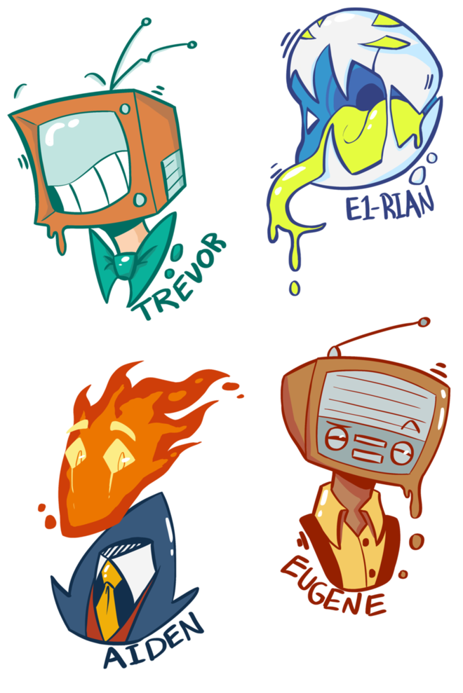 Object Head Stickers By Lone Dragon - Cartoon (747x1070)
