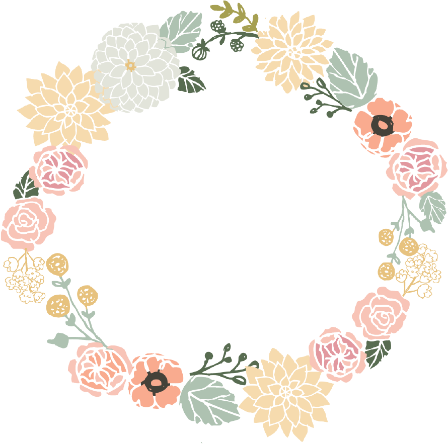 Vintage Flower Clipart Flower Wreath - Vintage Flower Frame Vector Png (1024x1024)