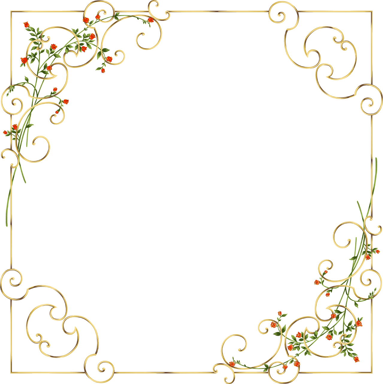 Gold Border Transparent - Gold Flower Frame Png (1279x1280)