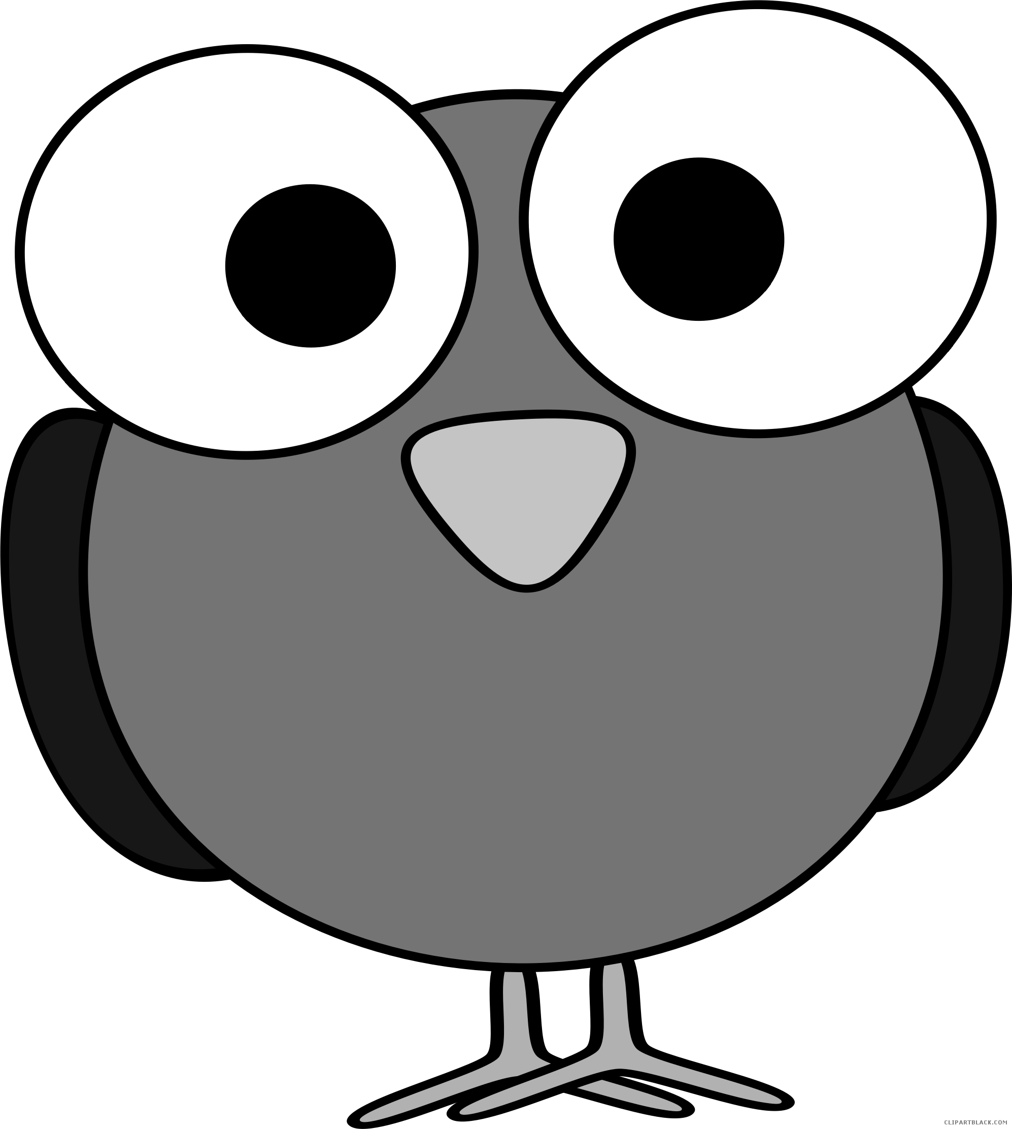Amazing Bird Animal Free Black White Clipart Images - Cartoon With Big Eyes (1994x2224)
