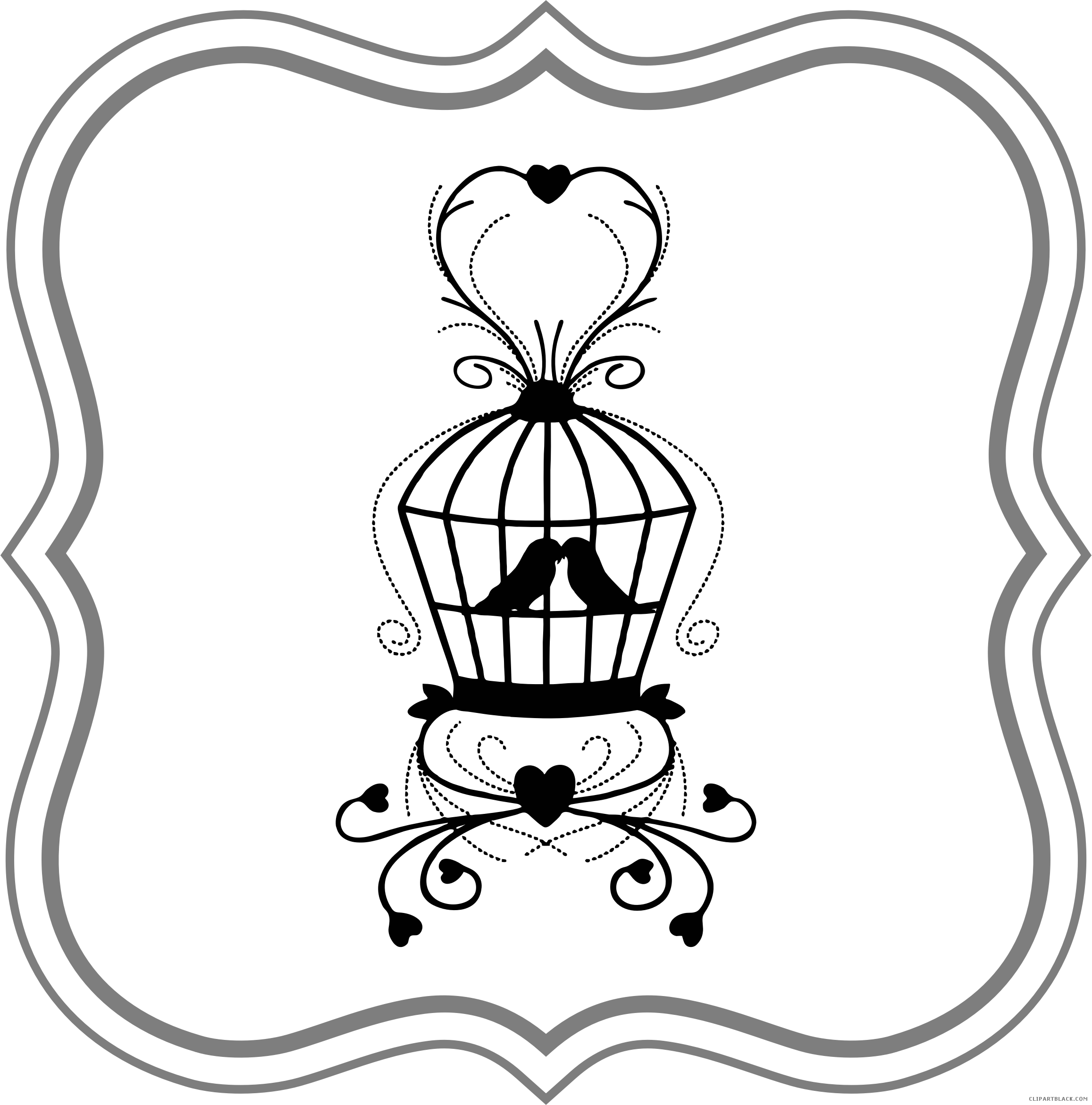 Birdcage Animal Free Black White Clipart Images Clipartblack - پروانه فعالیت سازمانهای مردم نهاد (2314x2342)