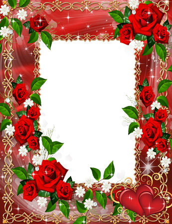 Love In Roses - Red Rose Frame Background (345x448)