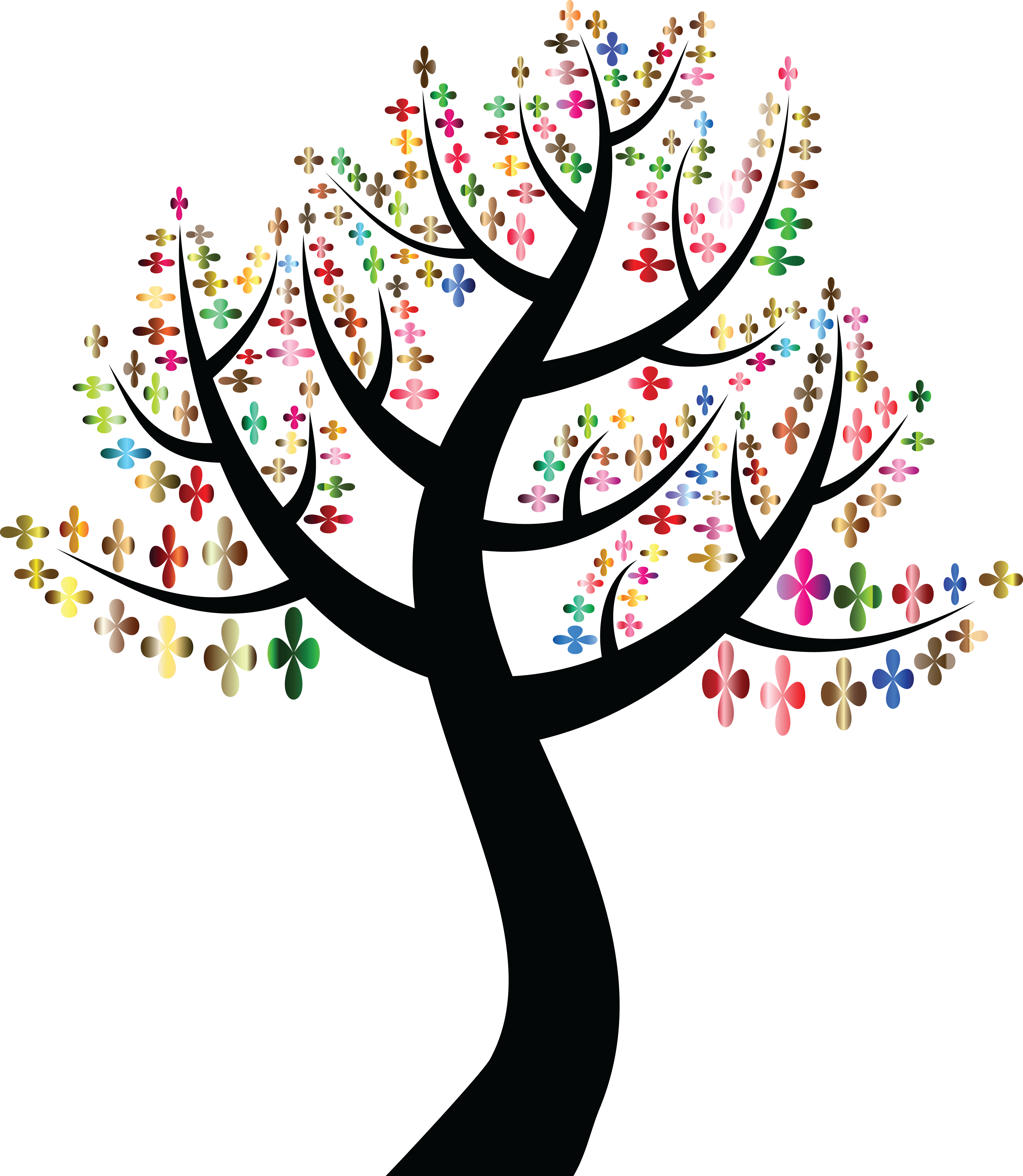 Free Clipart Of A Colorful Clover Shamrock Tree - Tree With Colorful Leaves (4000x4598)