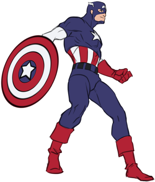 My 4 Year Old Brother Was Watching Me Draw In Photoshop - Full Body Captain America Sketch (500x588)
