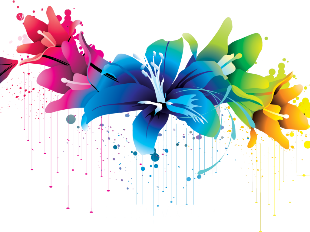 Flowers Vector Art Colorful Wallpaper - Colorful Floral Design Png (1024x768)
