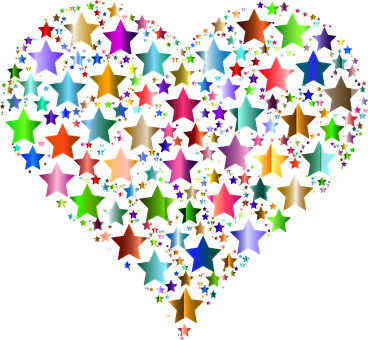 Heart Love Passion Romance Valentine Stars - Colorful Hearts Transparent Background (368x340)