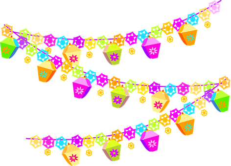 Decorations Birthday Colorful Festival Dec - Decorations Clipart (472x340)