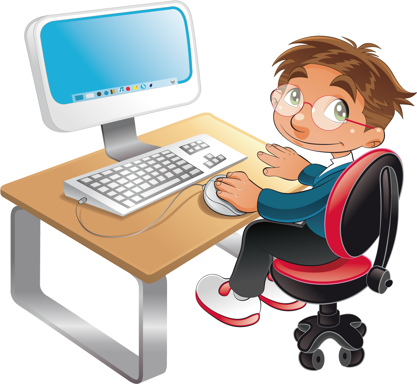 Student Computer Cartoon Clip Art - Student Computer Cartoon (1500x1500)