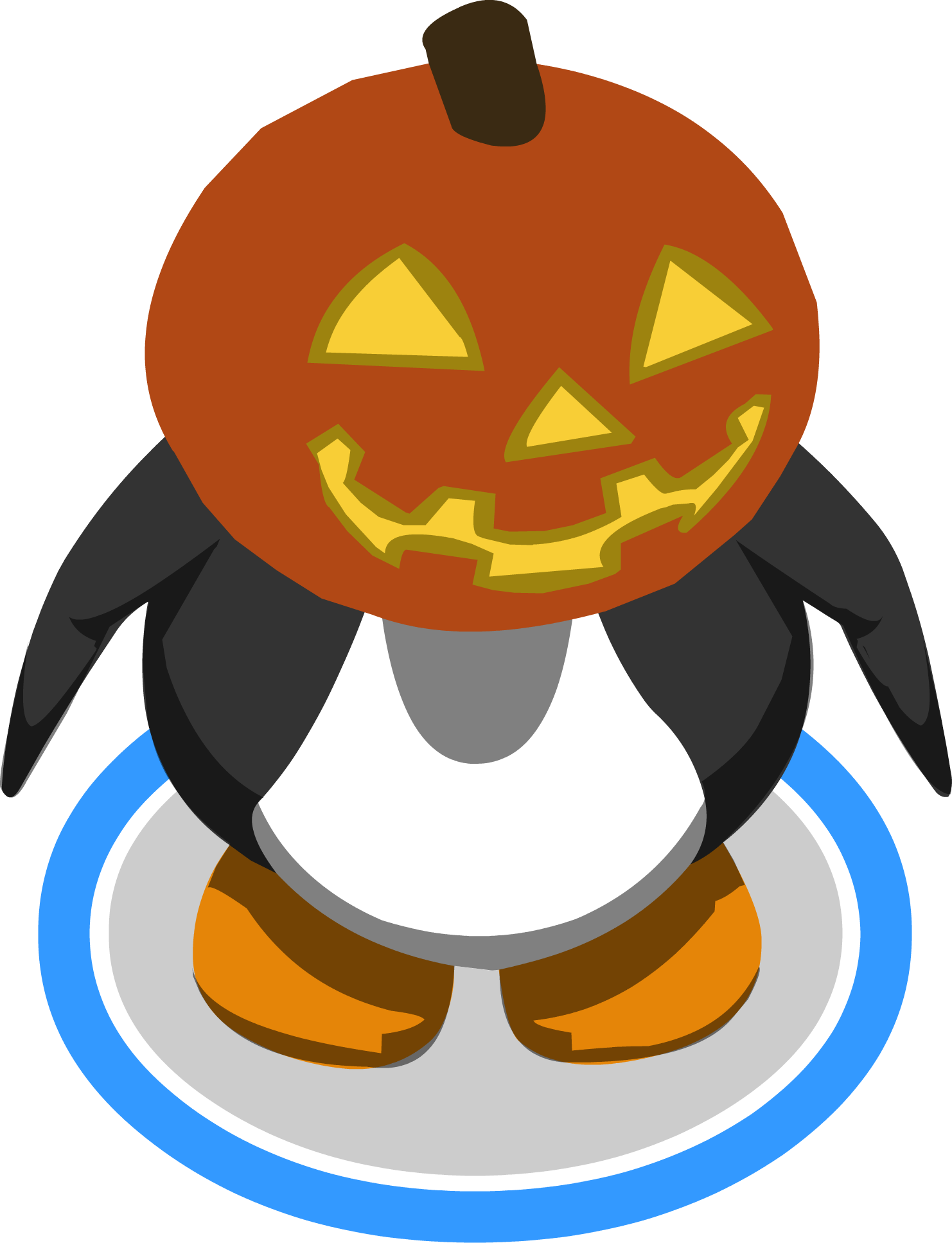 Glowing Pumpkin Head Ingame - Club Penguin 3d Penguin (1482x1935)