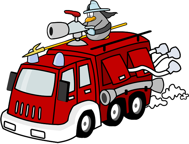 Icon, People, Fireman, Fire, Engine, Car, Cartoon - Fire Department Clip Art (640x614)