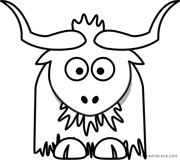 Yak Animal Free Black White Clipart Images Clipartblack - Yak Clipart Black And White (600x535)