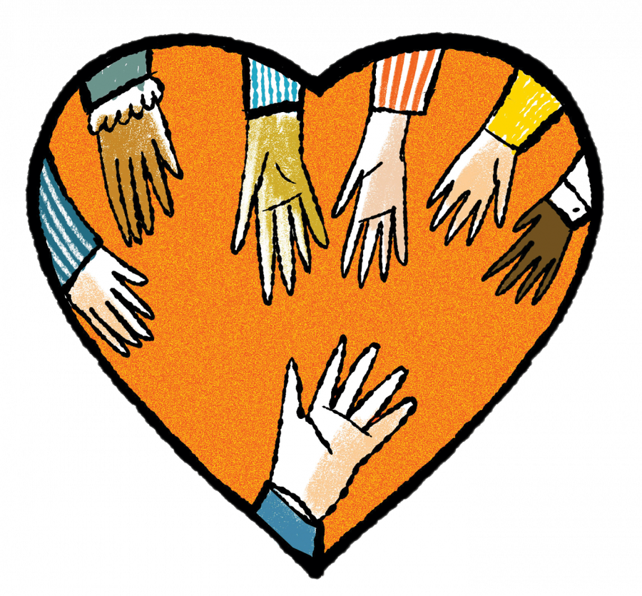 An Illustration Of A Group Of Hands Reaching Out Toward - Black And White Hands Shaking (900x835)