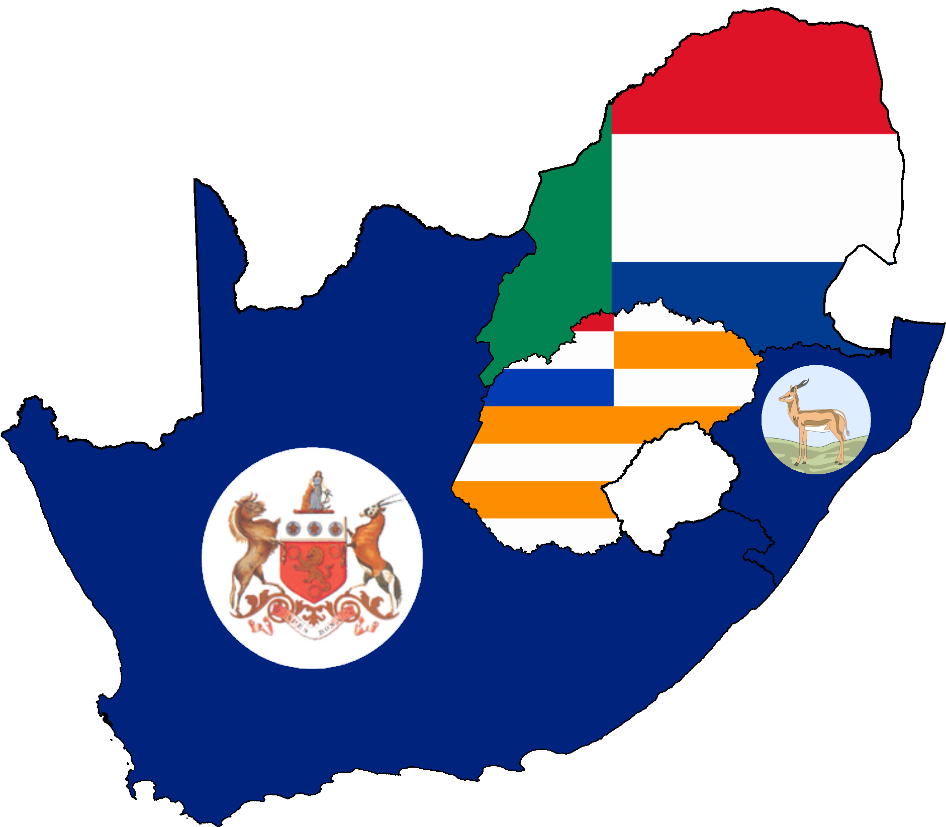 Flag Map Of South African Colonies - Flag Map Of South Africa (2000x1753)