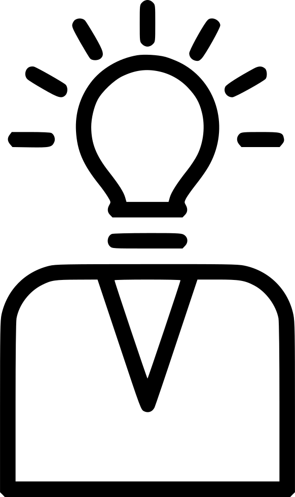 Creative Mind Thinking Idea Bulb Person Enterpreneur - Smile Sun Images Black And White Transparent (582x980)