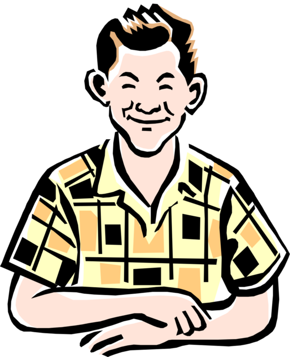 Vector Illustration Of 1950's Vintage Style Teenage - Vector Illustration Of 1950's Vintage Style Teenage (569x700)