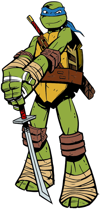 Ninja Turtles Clipart Leonardo - Teenage Mutant Ninja Turtles Leo Cartoon (348x725)