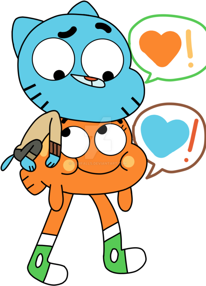 Oh Gumball, How Lazy By Monstararts - Дарвин И Гамбол (749x1067)