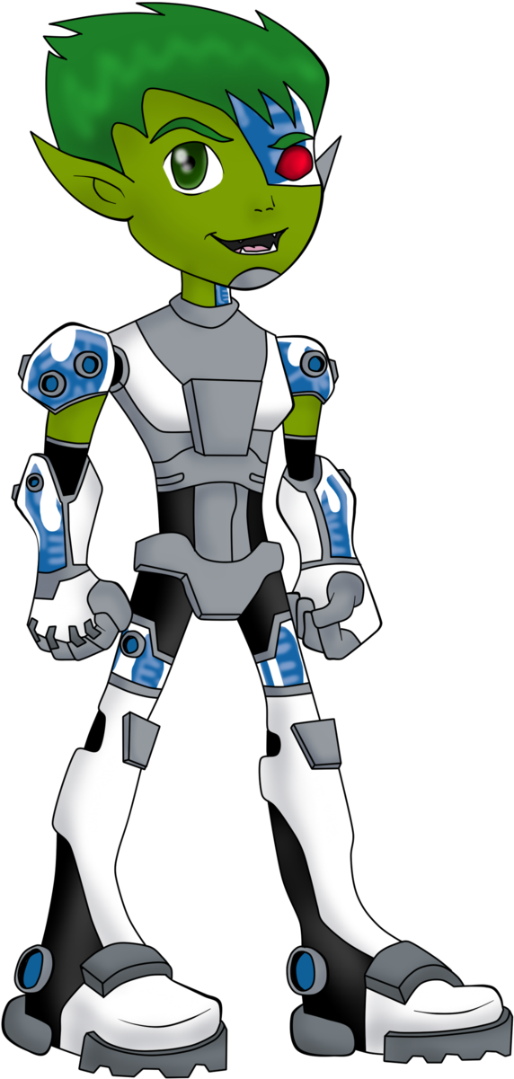 Cyborg The Cyber Beast Boy By Beastgreen - Cyborg & Beast Boy (1024x1365)