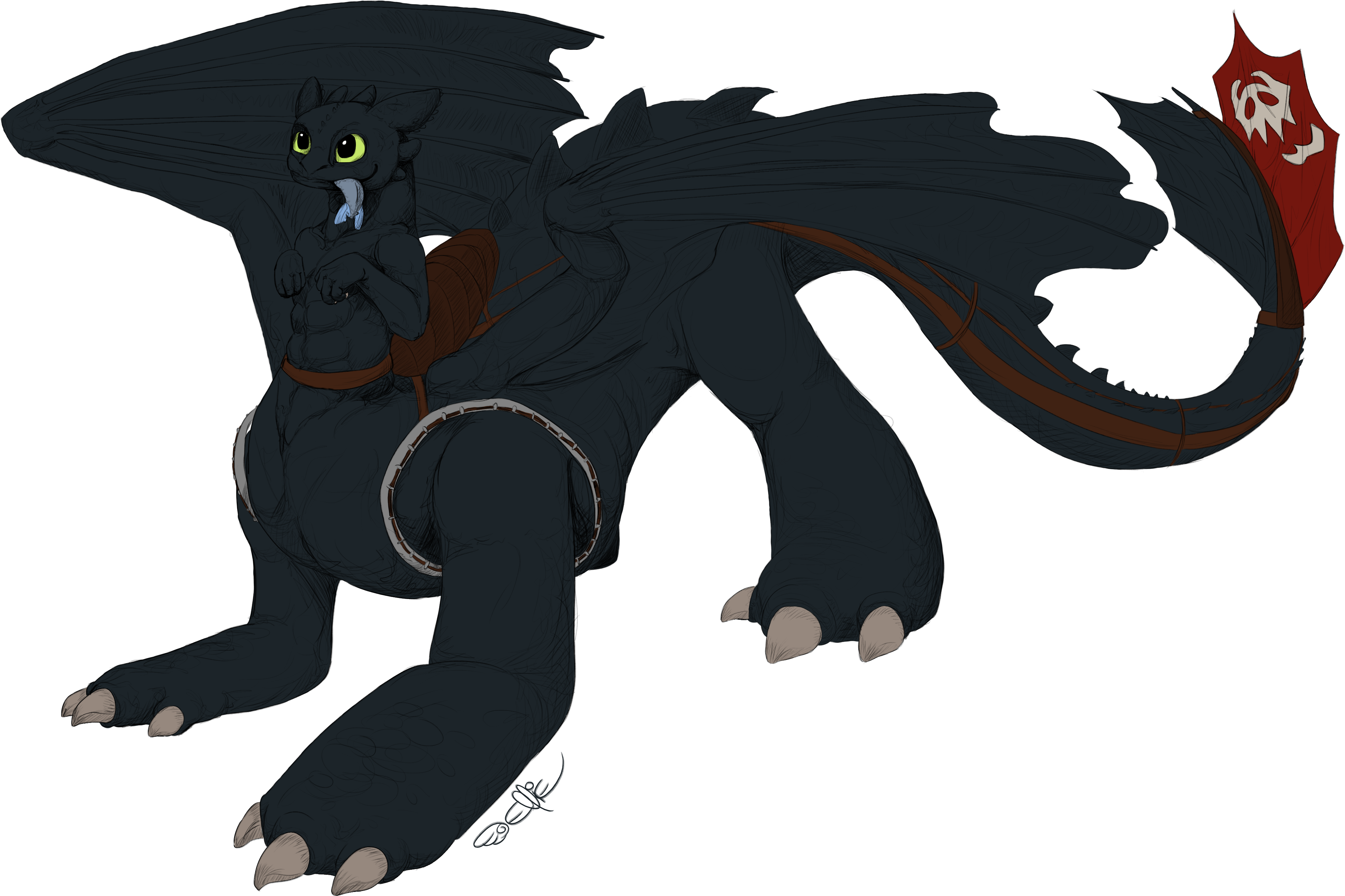 Toothless Taur [digi Sketch] - Toothless Sketch (5000x3000)