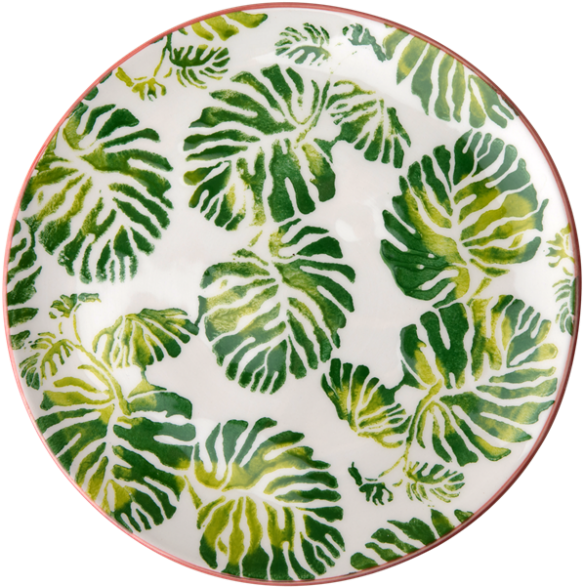 Ceramic Dessert Plate Tropical Leaf Print By Rice Dk - Ceramic (1000x1000)