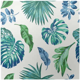 Seamless Exotic Pattern With Tropical Leaves - Tropical Leaves Vector Illustration (400x400)