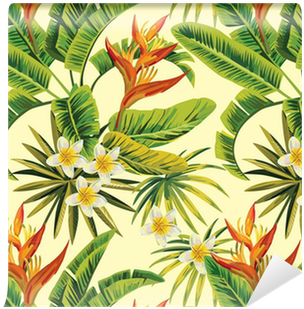 Tropical Exotic Flowers And Plants Pattern Wallpaper - East Urban Home 'monstera' Graphic Art Print (400x400)