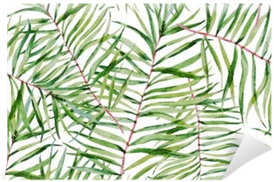 Vinyl Watercolor Tropical Leafs Pattern - Floral Art Decor Shower Curtain, High Density Polyester (400x400)