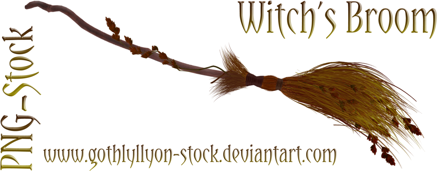 Witch's Broom By Gothlyllyon Stock By Gothlyllyon Sotck - Witch Broom Transparent Background (1600x650)