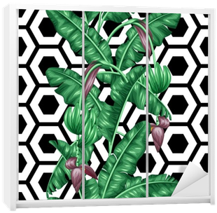 Seamless Pattern With Banana Leaves - Estampa Com Folha De Bananeira (400x400)