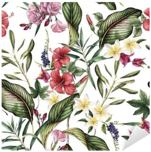 Seamless Tropical Flower Pattern, Watercolor - Costacover Self Adhesive Removable Vinyl Wallpaper (400x400)